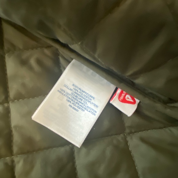 Lands’ End Olive Green Quilted Barn Jacket Corduroy Collar. Size L (14-16) - Picture 3 of 5